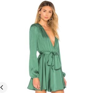 Lovers + Friends Ivy Green Satin Tie Dress - Small